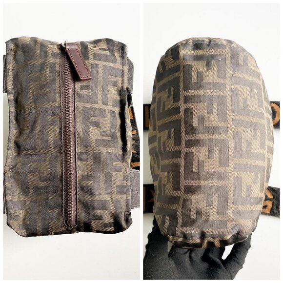 Authentic Fendi FF Vintage Zucca Canvas Mini Bag Small Handbag Tan Brown Y2K - Picture 5 of 9